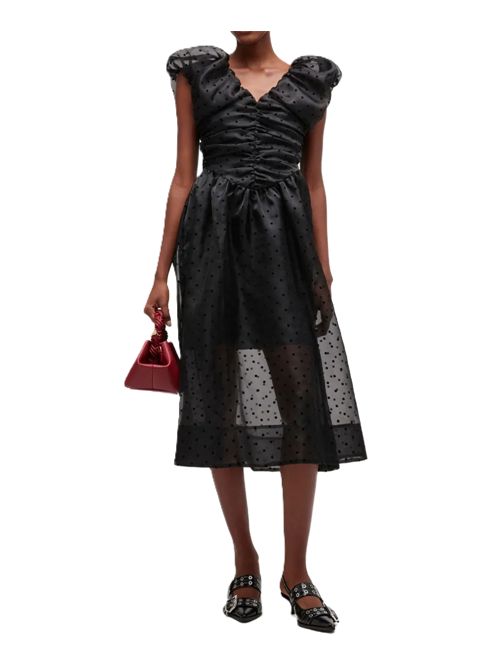 GANNIAbito corto a pois con ruches Ganni | A1030107099 BLACK